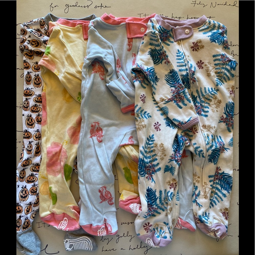 Burt’s Bees Baby- 4 Organic Baby Zip Front Snug Fit Footed Pajamas